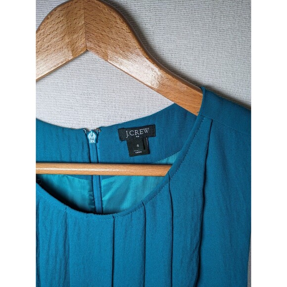 J Crew Dress Womens 4 Teal Chiffon Classic A Line Sleeveless Midi - Picture 2 of 11